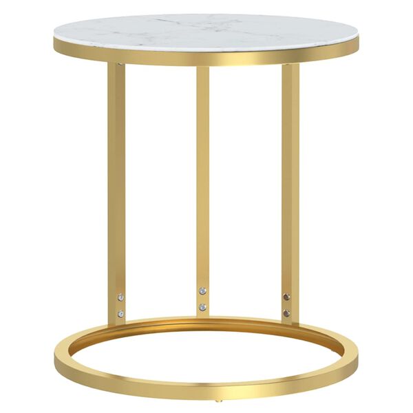 vidaXL Table d'appoint Doré et marbre blanc 45 cm Verre trempé