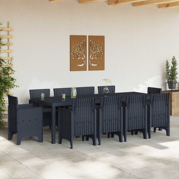 vidaXL Ensemble de salle &agrave; manger pour jardin 11 pcs Anthracite