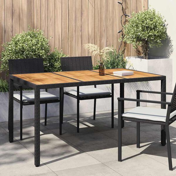 vidaXL Table de Jardin Noir 150 x 90 x 75 cm polyrotin