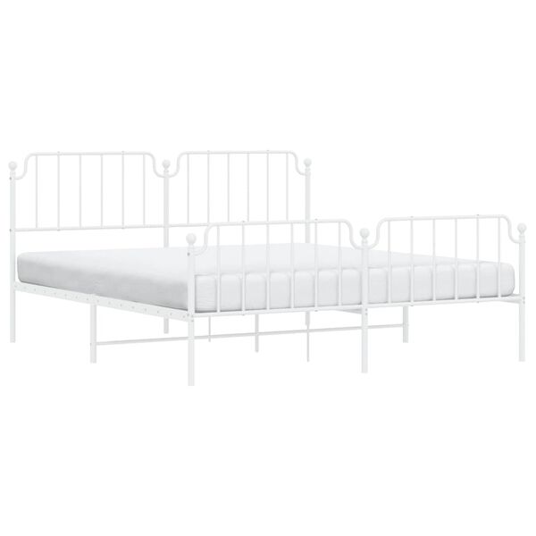 vidaXL Cadre de lit m&eacute;tal sans matelas et pied de lit blanc 183x213 cm