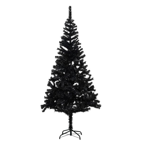 vidaXL Sapin de No&euml;l artificiel pr&eacute;-&eacute;clair&eacute; et support noir 180 cm PVC