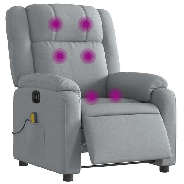 vidaXL Fauteuil inclinable de massage &eacute;lectrique gris clair tissu