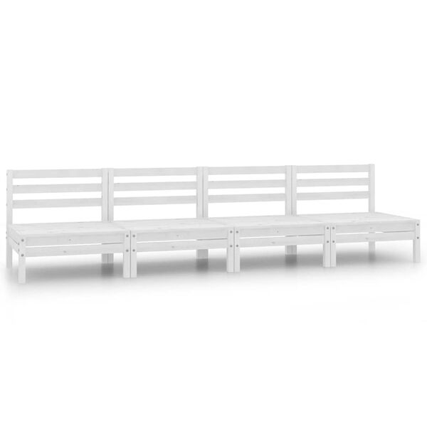 vidaXL Canapés centraux de jardin 4 pcs Blanc Bois de pin massif