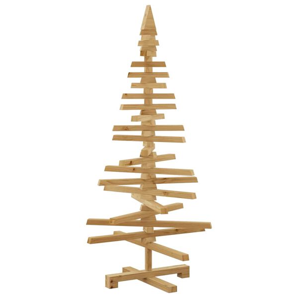 vidaXL Arbre de No&euml;l en bois Marron 120 cm Bois massif en pin