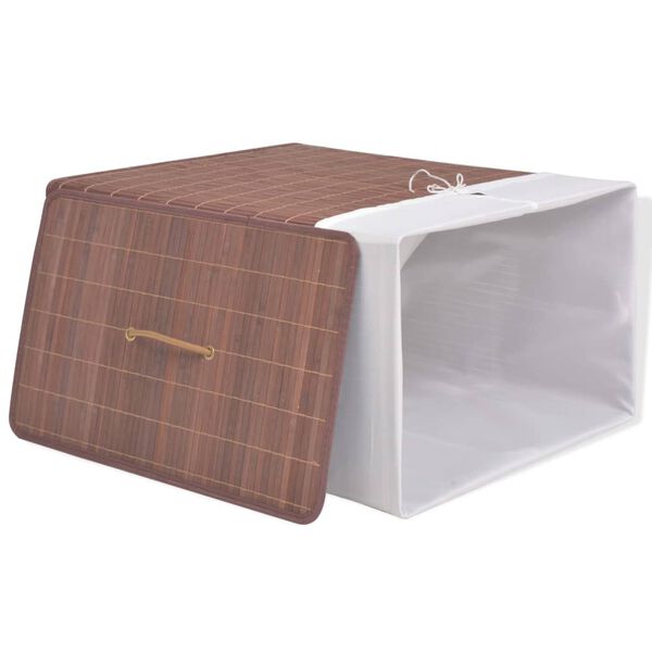 vidaXL Panier à linge rectangulaire Bambou Marron
