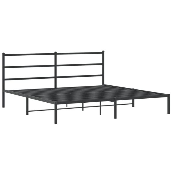 vidaXL Cadre de lit m&eacute;tal sans matelas avec t&ecirc;te de lit noir 193x203cm