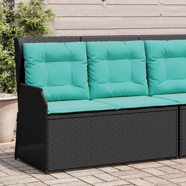 vidaXL Banc de jardin avec coussin Noir Poly rotin