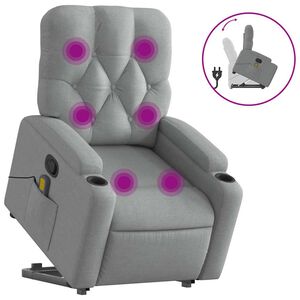vidaXL Fauteuil inclinable de massage gris clair tissu