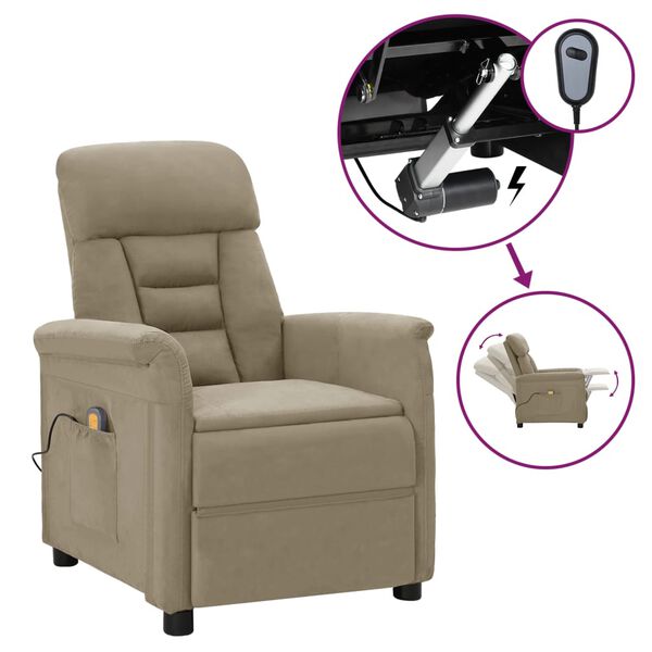 vidaXL Fauteuil de massage &eacute;lectrique gris clair similicuir daim