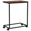 vidaXL Table d'appoint avec roues noir 55x35x70 cm bois d'ing&eacute;nierie