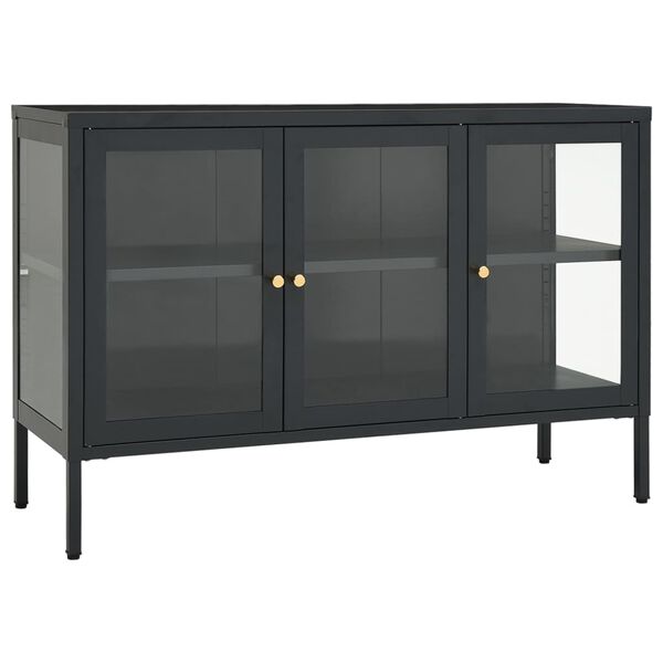 vidaXL Buffet Anthracite 105x35x70 cm Acier et verre