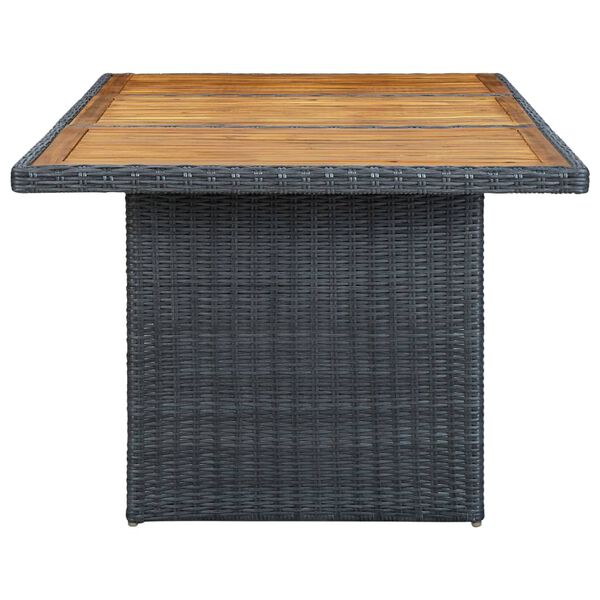 vidaXL Table de jardin Gris fonc&eacute; R&eacute;sine tress&eacute;e et bois d'acacia