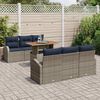 vidaXL Ensemble de canap&eacute; de jardin 7 pcs Gris et bleu marine