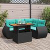 vidaXL Salon de jardin 5 pcs avec coussins noir r&eacute;sine tress&eacute;e
