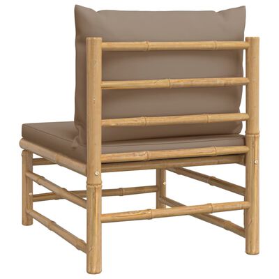 vidaXL Canapé central de jardin avec coussins taupe bambou