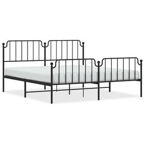 vidaXL Cadre de lit métal sans matelas avec pied de lit noir 183x213cm