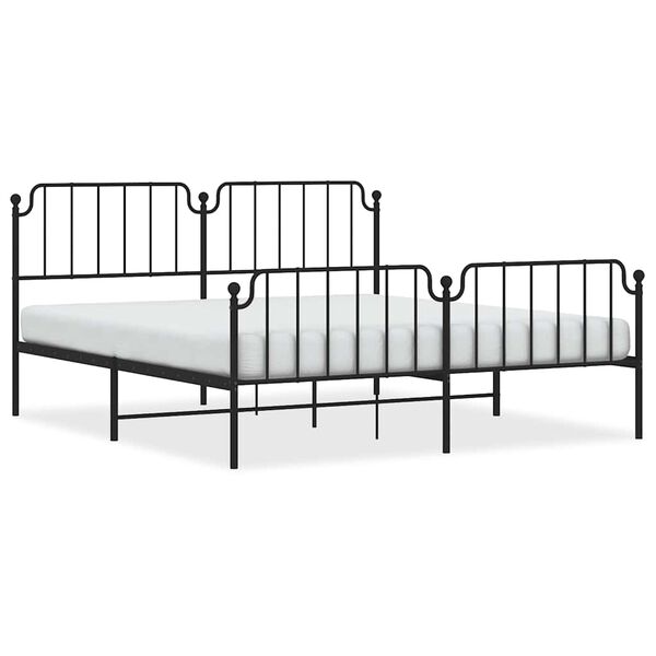 vidaXL Cadre de lit métal sans matelas avec pied de lit noir 183x213cm