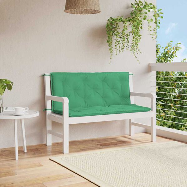 vidaXL Coussin de banc de jardin vert 120x(50+50)x7 cm tissu oxford