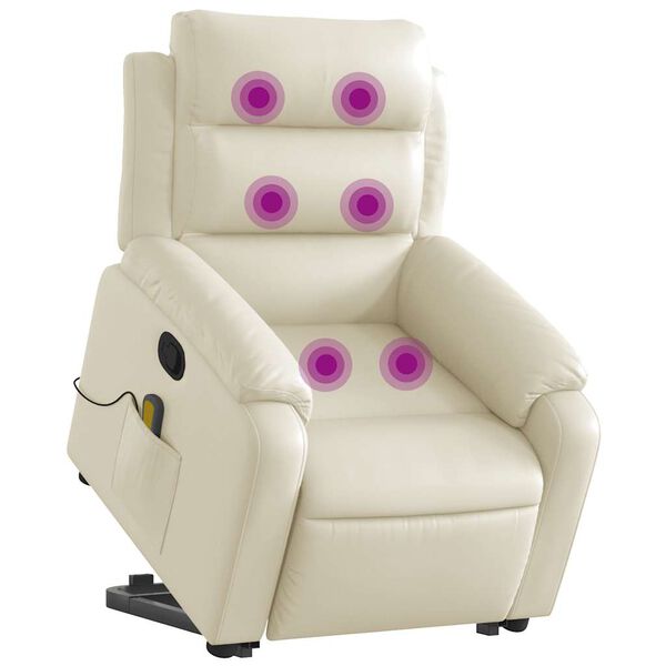 vidaXL Fauteuil inclinable de massage cr&egrave;me similicuir