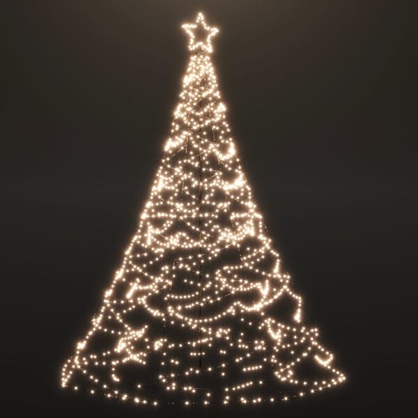 vidaXL Arbre de No&euml;l avec poteau en m&eacute;tal 1400 LED blanches chaudes 5m