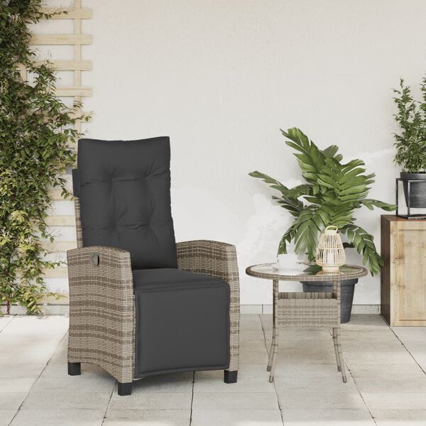 vidaXL Chaise inclinable de jardin et repose-pied gris r&eacute;sine tress&eacute;e