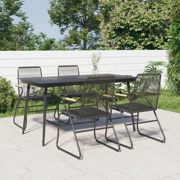 vidaXL Ensemble &agrave; manger de jardin 5 pcs Noir Rotin PVC