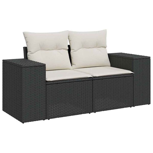 vidaXL Salon de jardin 10 pcs avec coussins noir r&eacute;sine tress&eacute;e