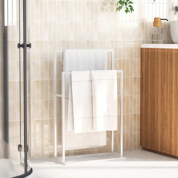 vidaXL Porte-serviettes sur pied Blanc 48x24x78,5 cm Fer