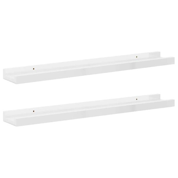 vidaXL &Eacute;tag&egrave;res murales 2 pcs Blanc brillant 60x9x3 cm