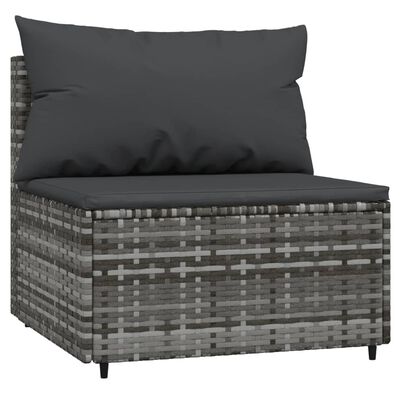 vidaXL Salon de jardin 4 pcs avec coussins Gris Résine tressée