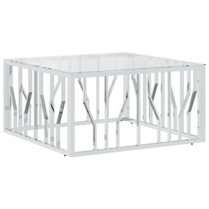vidaXL Table basse 80x80x40 cm acier inoxydable et verre