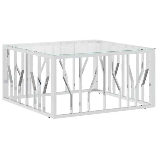 vidaXL Table basse 80x80x40 cm acier inoxydable et verre