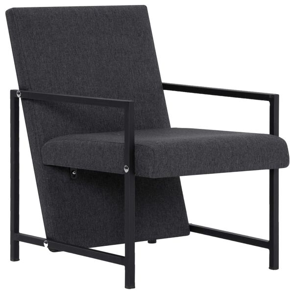 vidaXL Fauteuil avec pieds chrom&eacute;s gris fonc&eacute; tissu