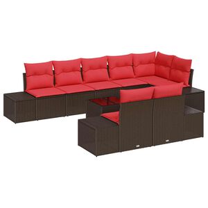 vidaXL Ensemble de canapé de jardin 9 pcs Marron polyrotin