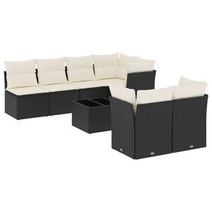 vidaXL Salon de jardin 8 pcs avec coussins noir r&eacute;sine tress&eacute;e