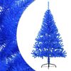 vidaXL Demi sapin de No&euml;l artificiel avec support Bleu 120 cm PVC