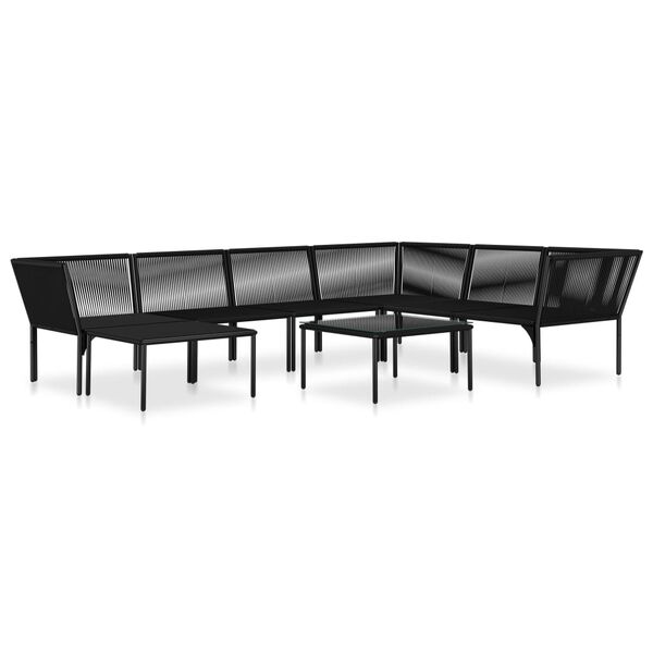 vidaXL Salon de jardin 8 pcs avec coussins Noir PVC