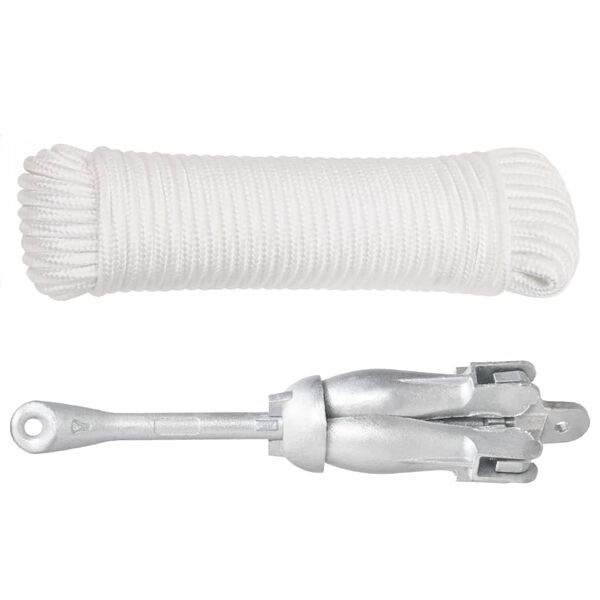 vidaXL Ancre pliable avec corde argenté 8 kg fonte galvanisée à chaud
