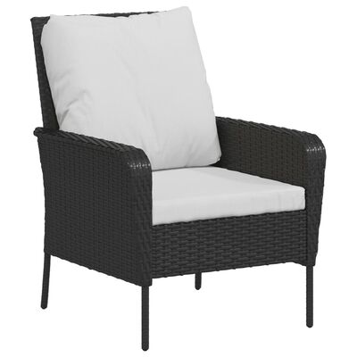 vidaXL Chaise de jardin avec tabouret noir résine tressée