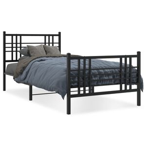 vidaXL Cadre de lit métal sans matelas et pied de lit noir 100x200 cm