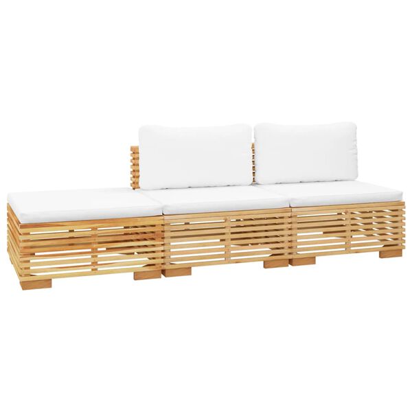vidaXL Salon de jardin 3 pcs avec coussins Bois de teck solide