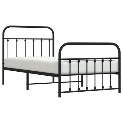 vidaXL Cadre de lit métal sans matelas avec pied de lit noir 100x190cm