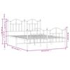 vidaXL Cadre de lit m&eacute;tal sans matelas et pied de lit blanc 150x200 cm