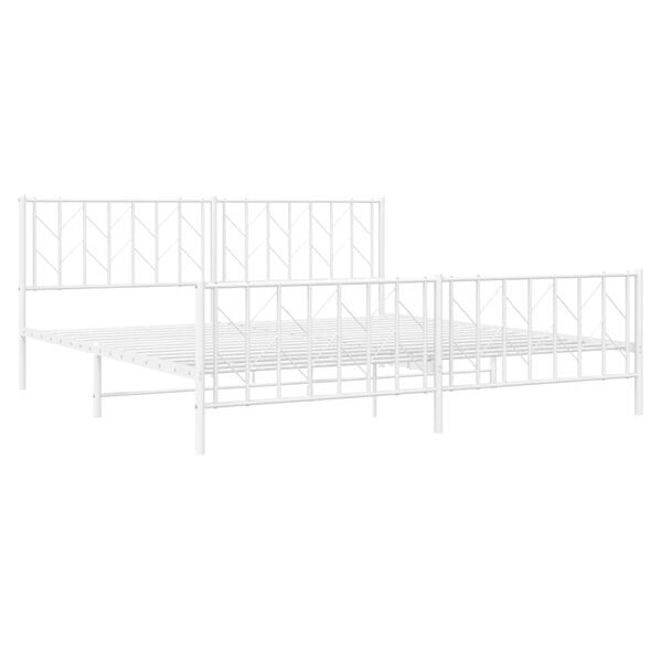 vidaXL Cadre de lit m&eacute;tal sans matelas et pied de lit blanc 193x203 cm