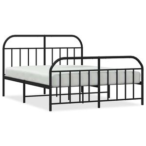 vidaXL Cadre de lit m&eacute;tal sans matelas avec pied de lit noir 150x200cm