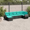 vidaXL Salon de jardin 7 pcs avec coussins noir résine tressée