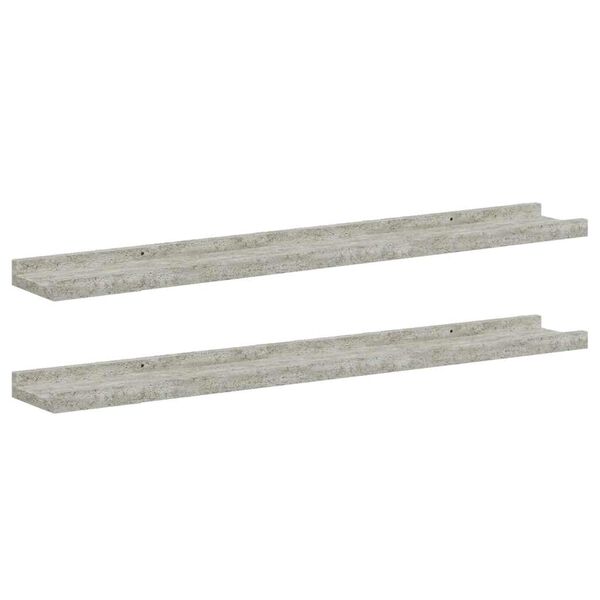 vidaXL &Eacute;tag&egrave;res murales 2 pcs Gris b&eacute;ton 80x9x3 cm