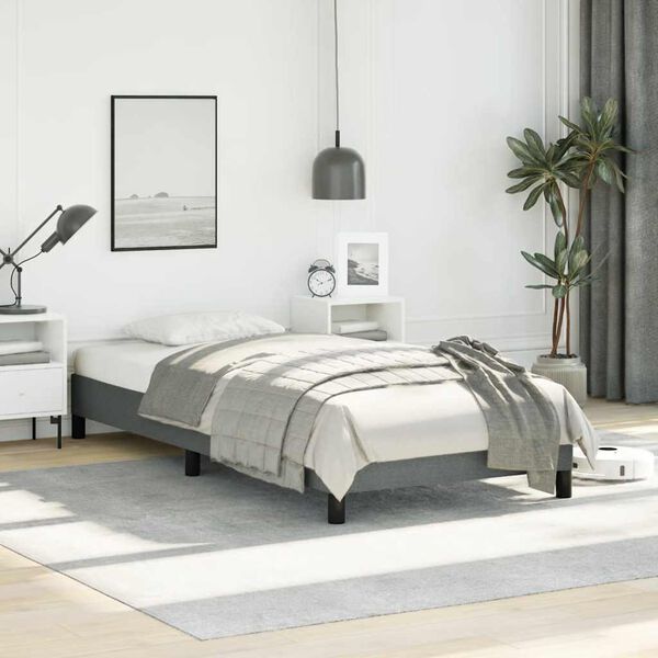 vidaXL Cadre de lit gris foncé 100x190 cm tissu