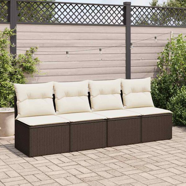 vidaXL Salon de jardin avec coussins 2pcs marron résine tressée acacia