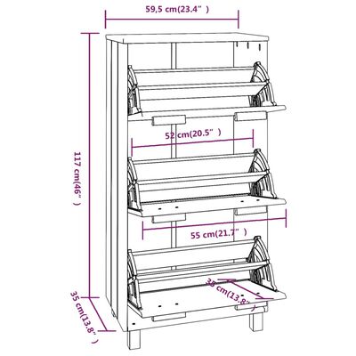 vidaXL Armoire à chaussures HAMAR Marron miel 59,5x35x117cm Pin massif